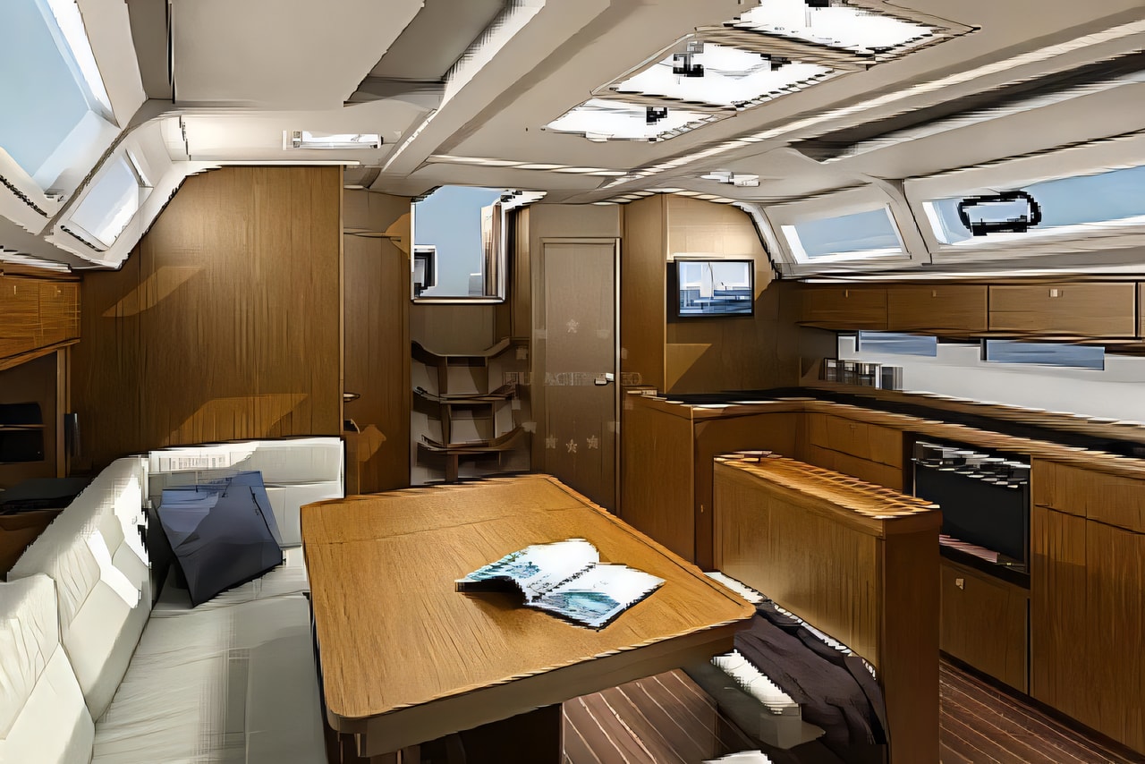 Layout of Bavaria Cruiser 46 sail boat with 4 cabins Croatia yacht charter