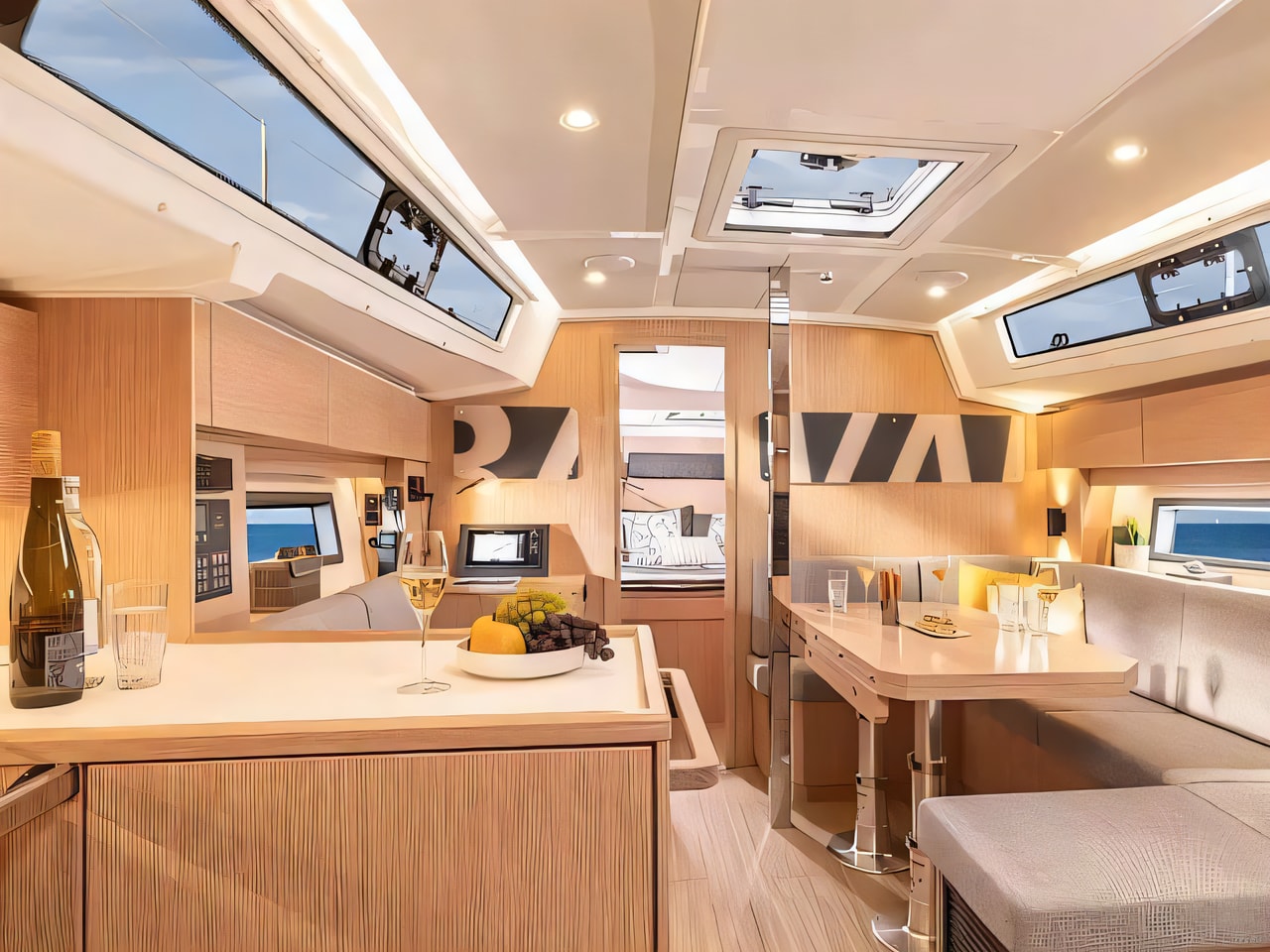 Layout of Bavaria C38 sail boat with 3 cabins Croatia yacht charter
