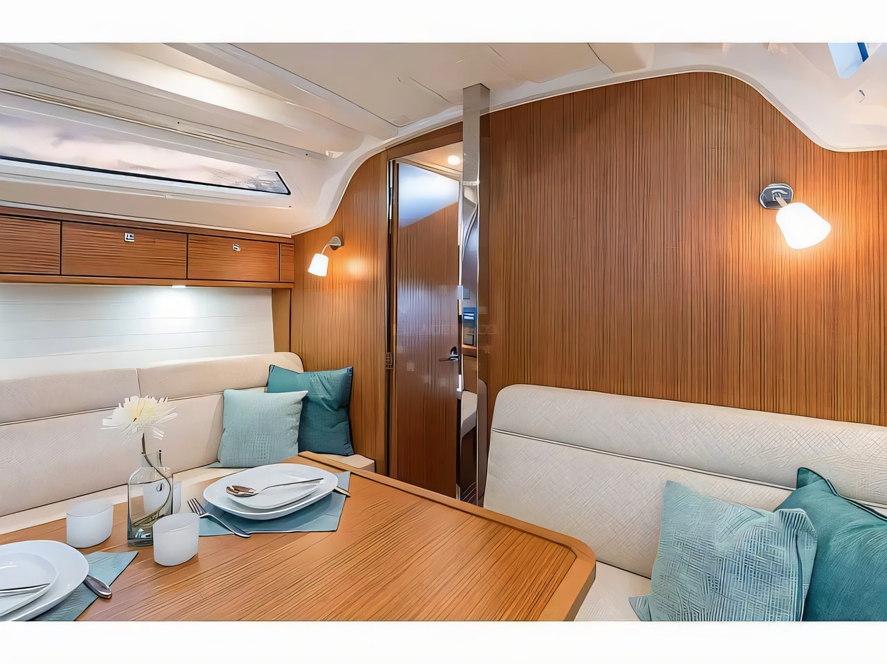 Layout of Bavaria Cruiser 37 sail boat with 3 cabins Croatia yacht charter