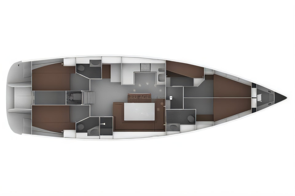Layout of Bavaria 50 BT '12 sail boat with 5 cabins Croatia yacht charter