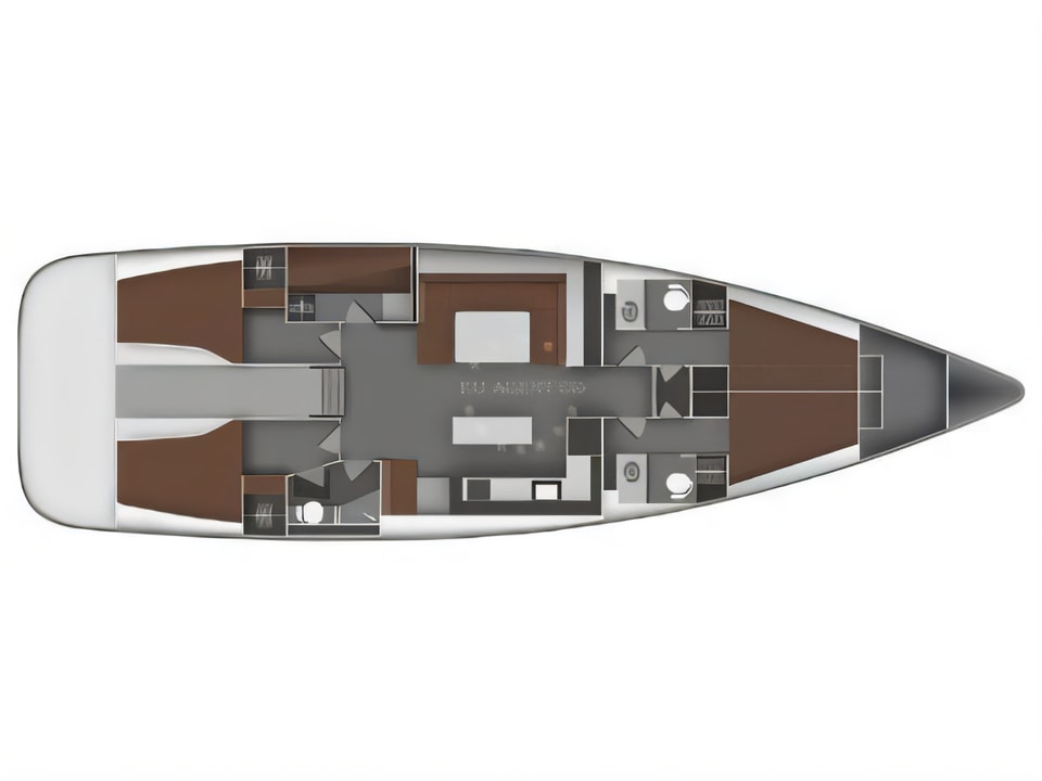 Layout of Bavaria 55 BT '12 sail boat with 5 cabins Croatia yacht charter