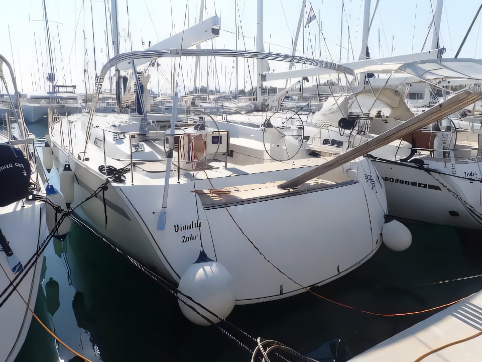 Exterior overview of Bavaria 55 BT '12 sail boat for charter from Sukosan Marina Dalmacija in the Zadar sailing area Croatia