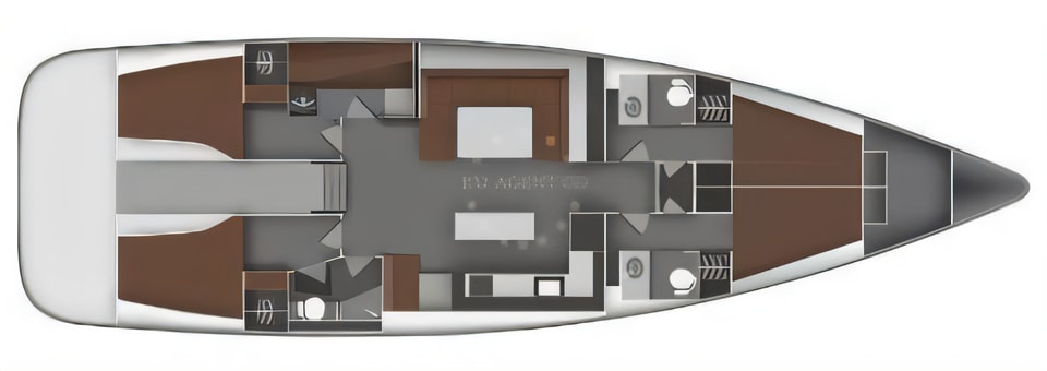 Layout of Bavaria 55 BT '12 sail boat with 5 cabins Croatia yacht charter