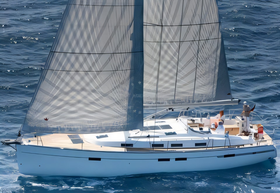 Exterior overview of Bavaria 45 BT '12 sail boat for charter from Sukosan Marina Dalmacija in the Zadar sailing area Croatia