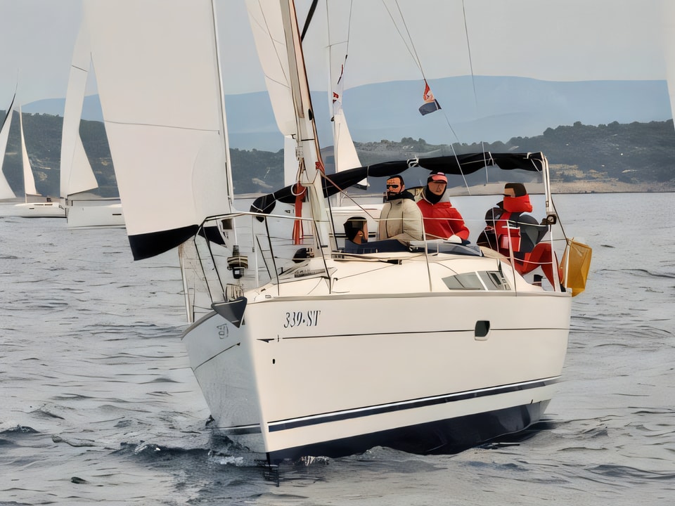Exterior overview of Sun Odyssey 36i sail boat for charter from Rogoznica Marina Frapa in the Sibenik sailing area Croatia