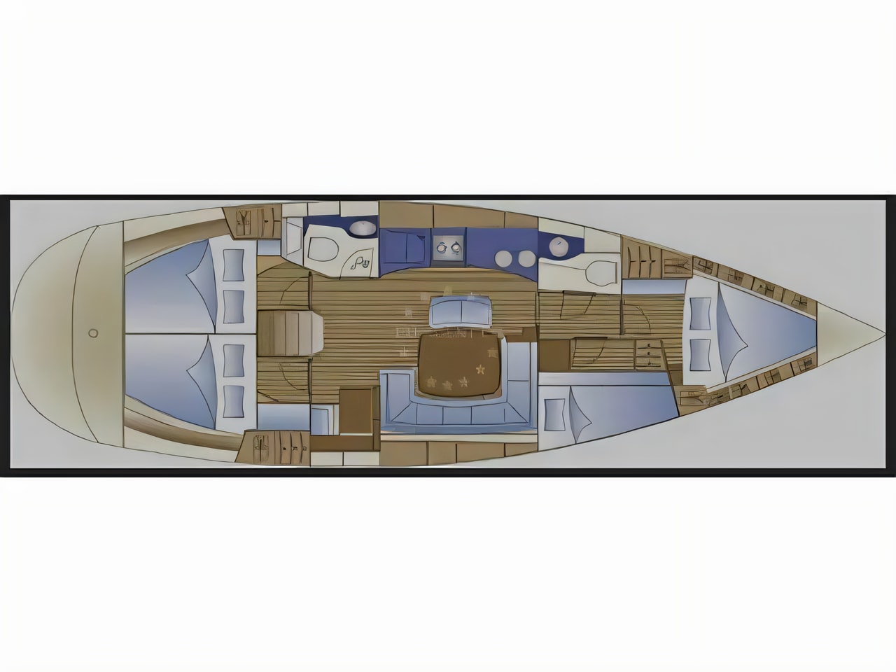 Interior of Bavaria 44 sail boat with 4 cabins Croatia yacht charter