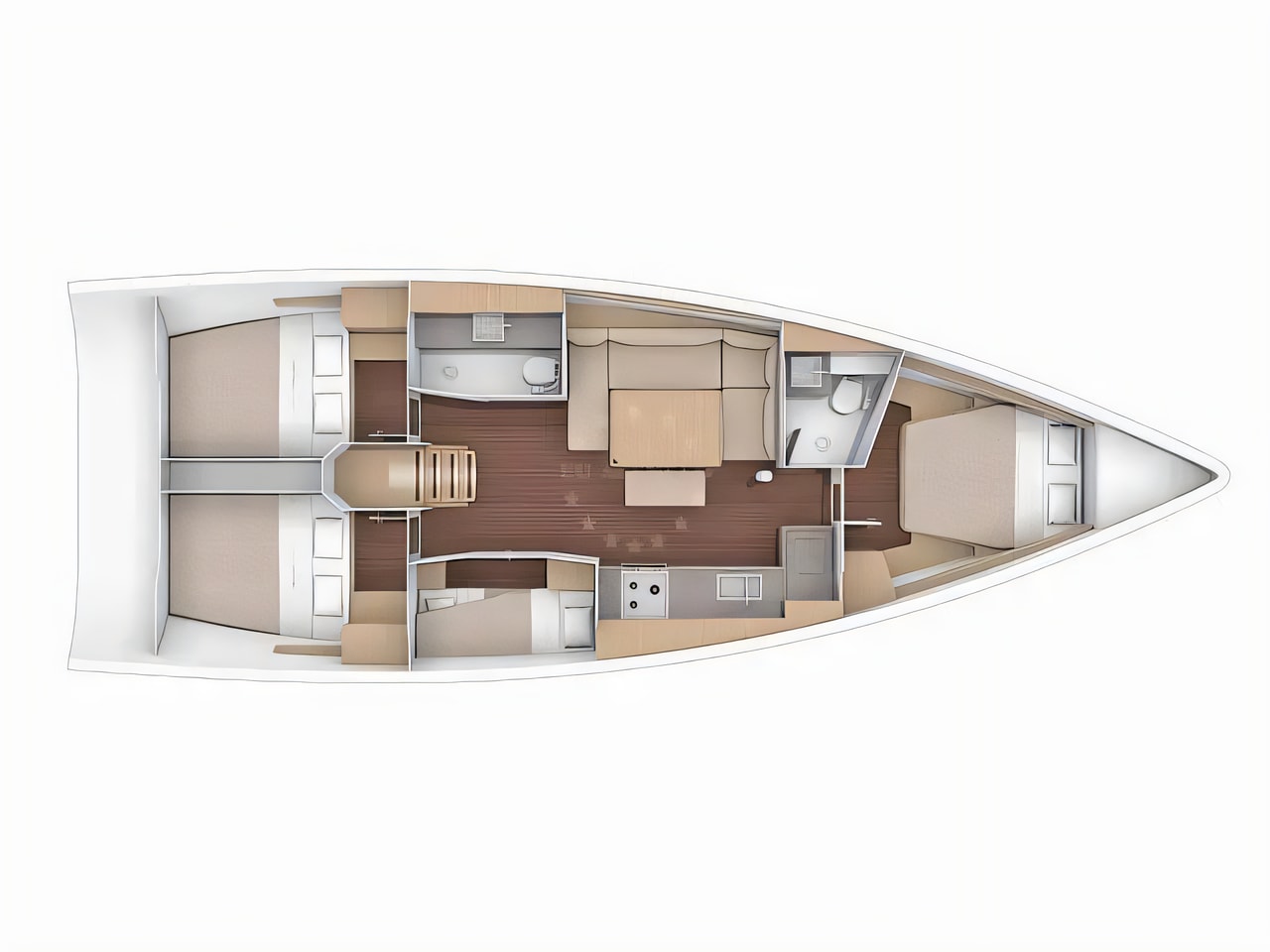 Interior of Dufour 430 Grand Large sail boat with 4 cabins Croatia yacht charter