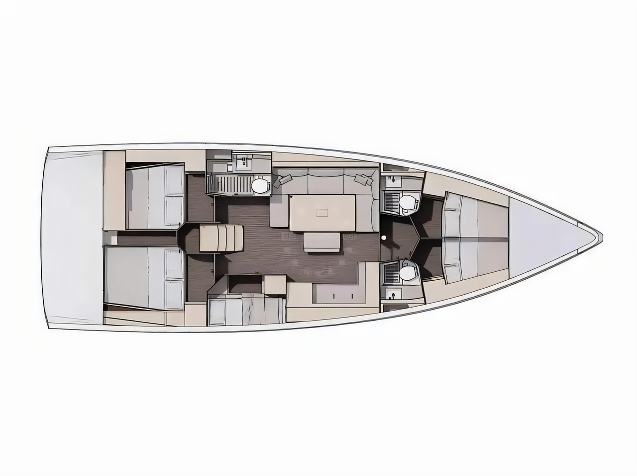 Interior of Dufour 470 Grand Large sail boat with 5 cabins Croatia yacht charter