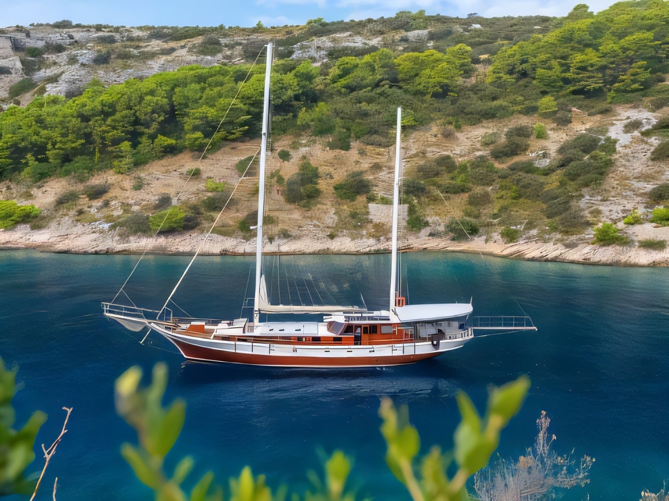 Exterior overview of Gulet gulet or cruiser for charter from Split Port in the Split sailing area Croatia