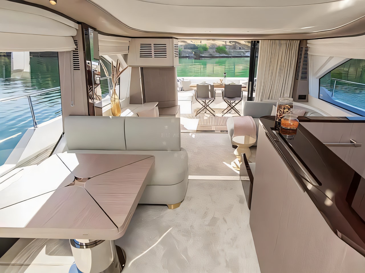 Layout of Azimut 60 Fly motoryacht with 3 cabins Croatia yacht charter