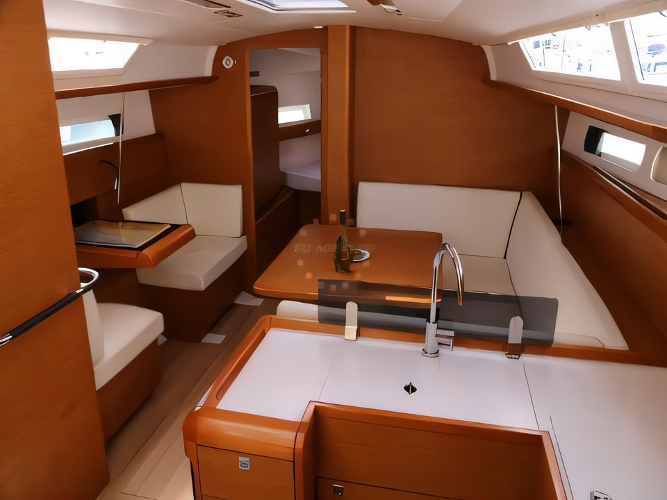 Interior of Sun Odyssey 409 sail boat with 3 cabins Croatia yacht charter