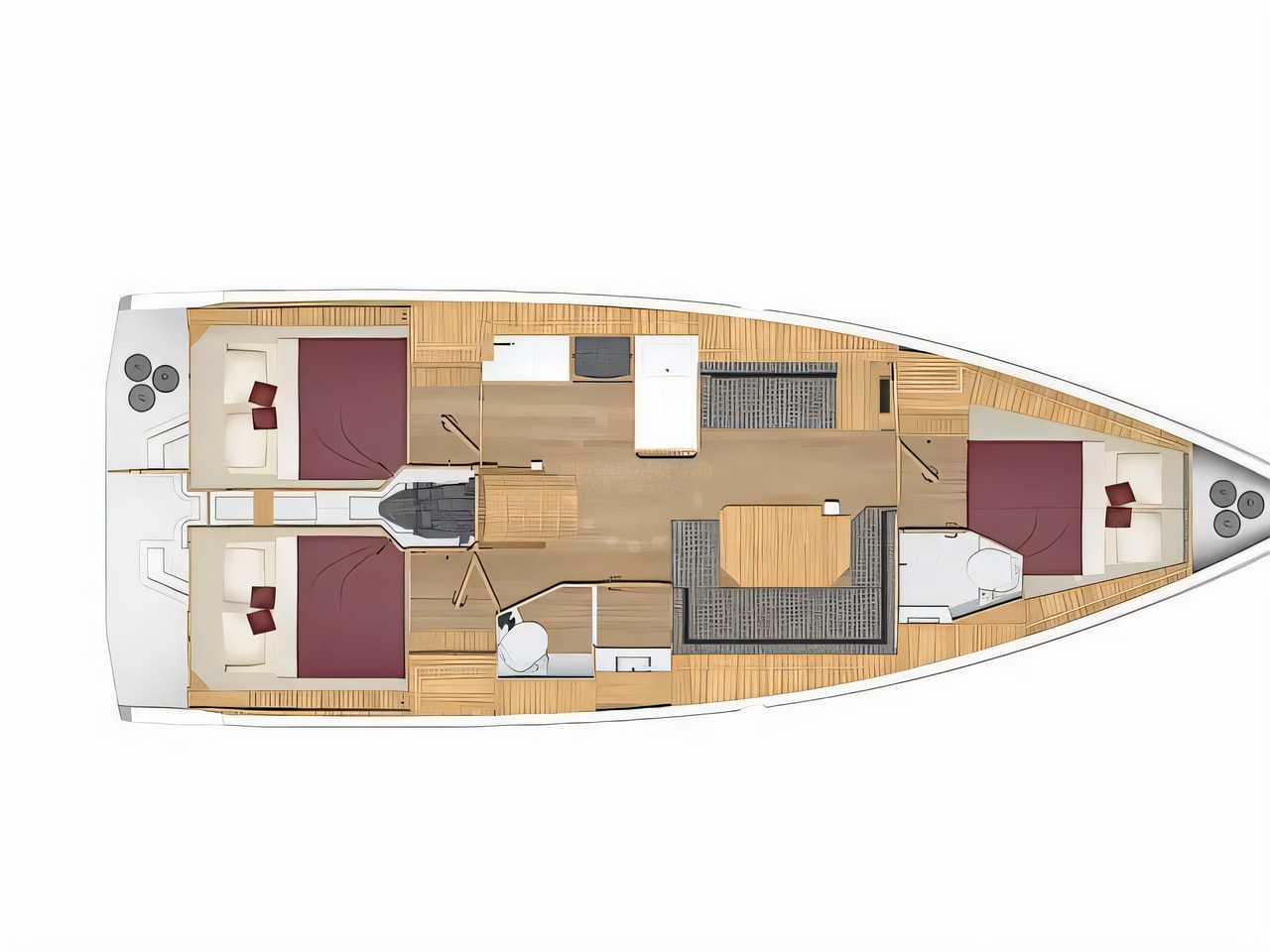 Interior of Bavaria C 38 sail boat with 3 cabins Croatia yacht charter