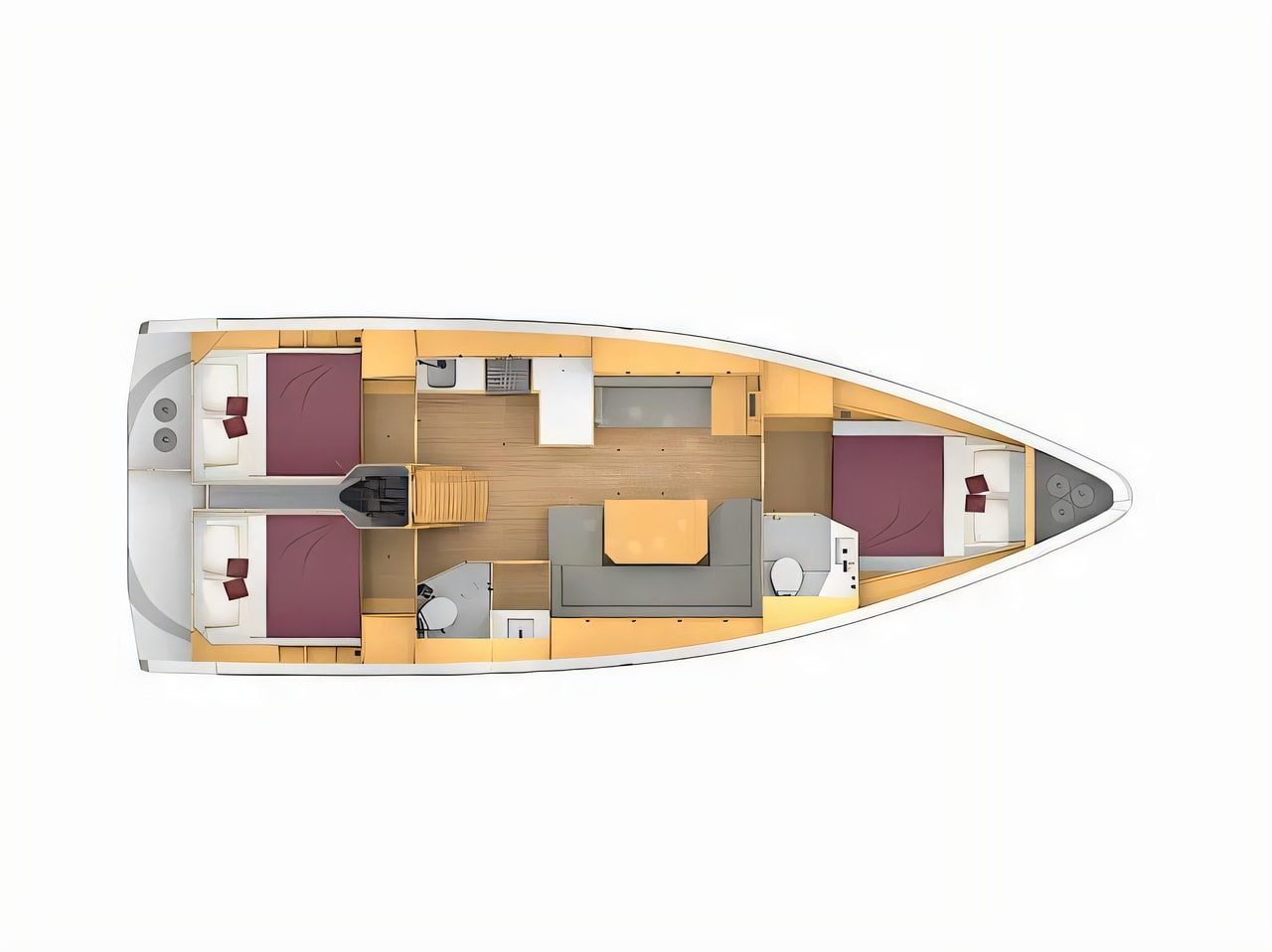 Interior of Bavaria C 42 sail boat with 3 cabins Croatia yacht charter