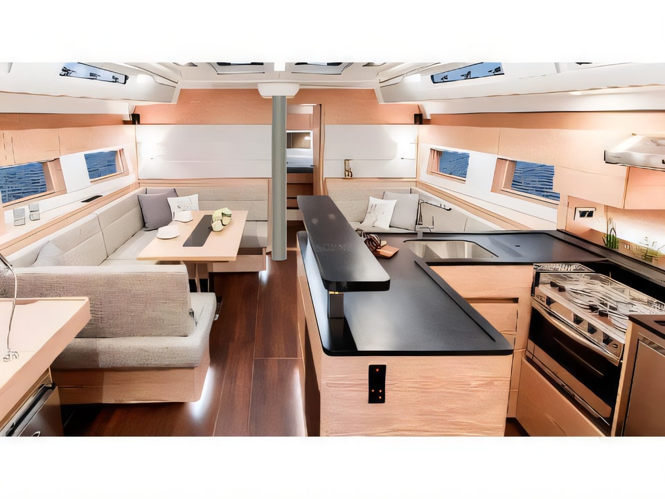 Interior of Hanse 588 sail boat with 3 cabins Croatia yacht charter