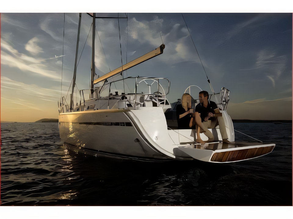 Exterior overview of Bavaria Cruiser 37 sail boat for charter from Biograd Marina Kornati in the Kornati sailing area Croatia