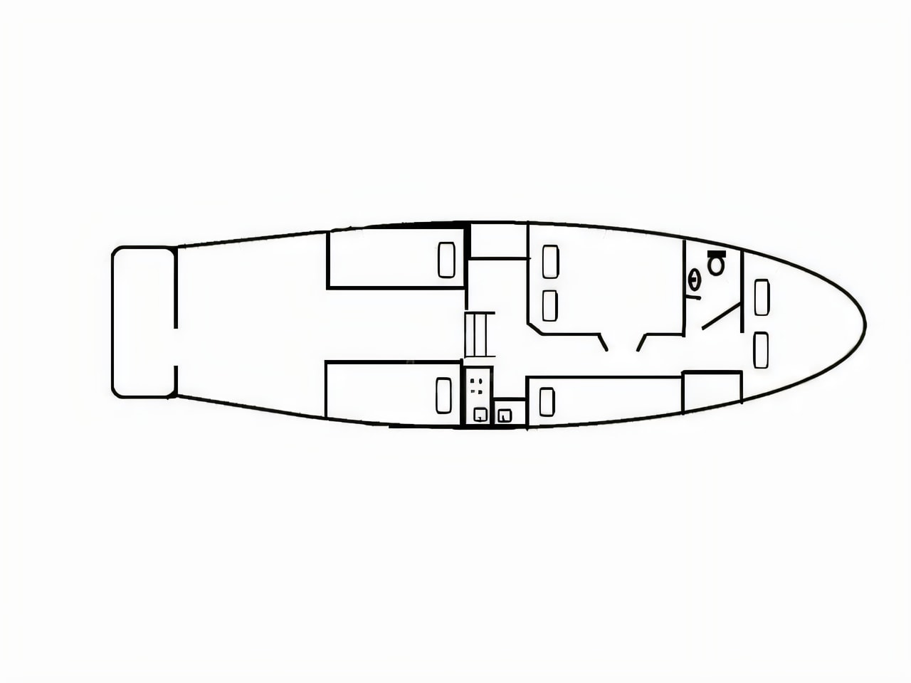 Interior of Dalmatian boat motor boat with 2 cabins Croatia yacht charter