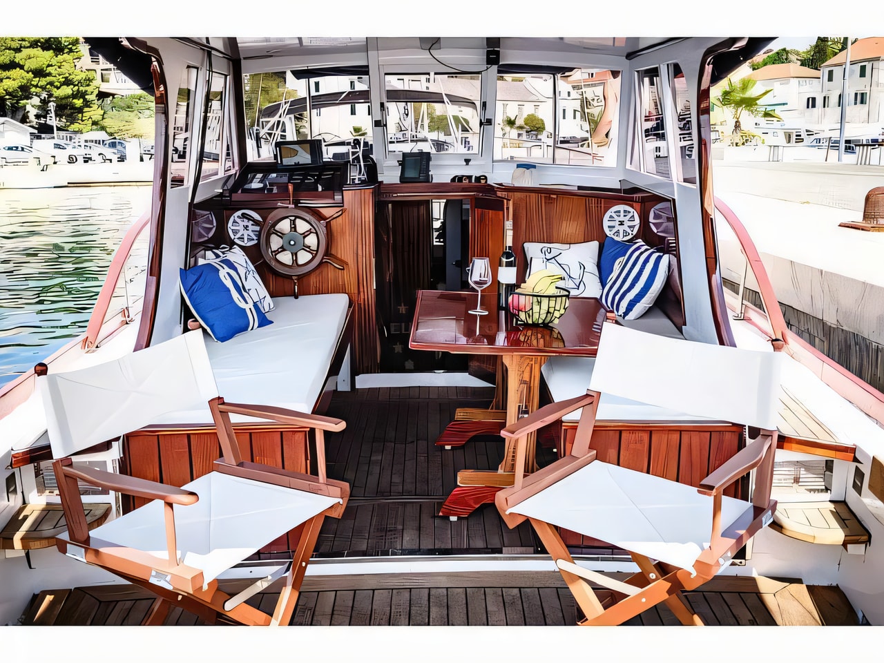 Layout of Dalmatian boat motor boat with 2 cabins Croatia yacht charter