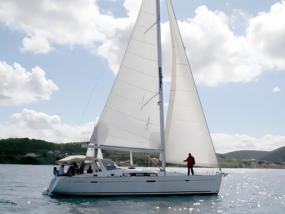 Exterior overview of Oceanis 50 sail boat for charter from Sibenik Marina Mandalina in the Sibenik sailing area Croatia