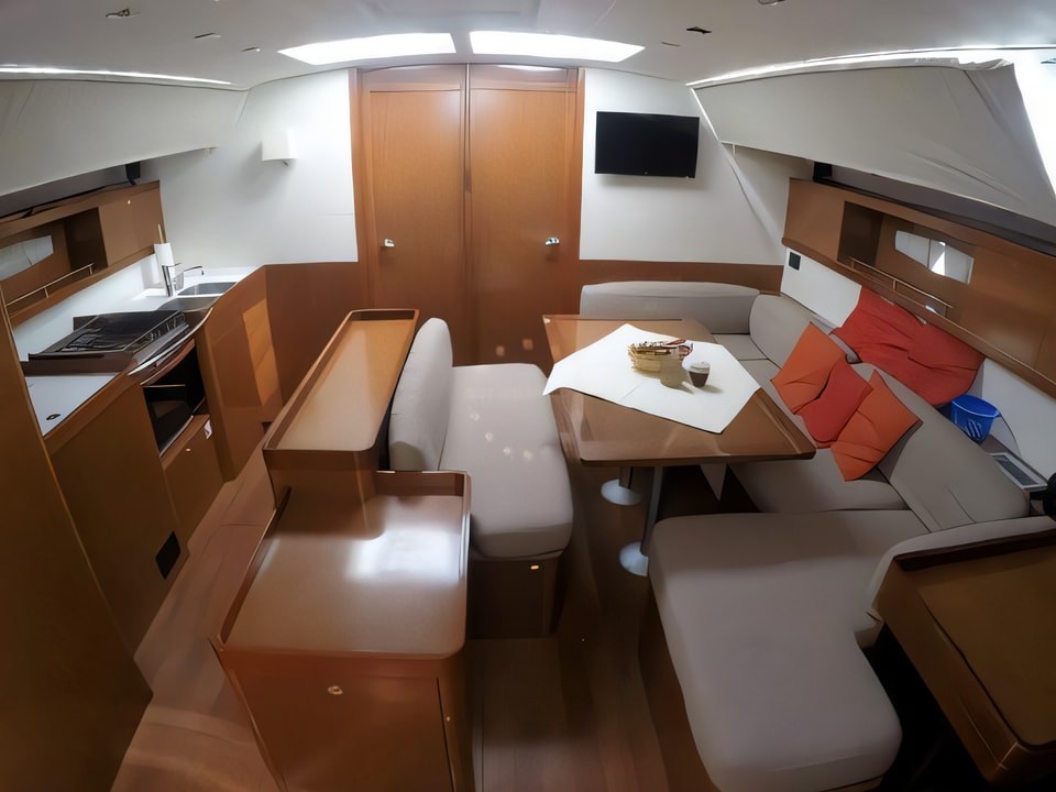 Interior of Oceanis 50 sail boat with 6 cabins Croatia yacht charter