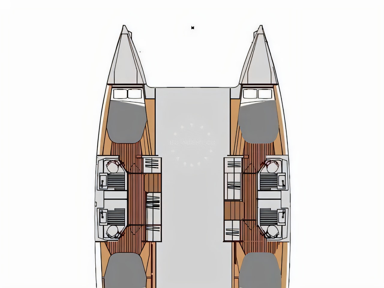 Interior of Astrea 42 catamaran with 5 cabins Croatia yacht charter