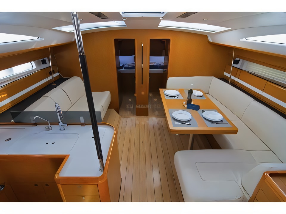 Interior of Jeanneau 53 sail boat with 5 cabins Croatia yacht charter