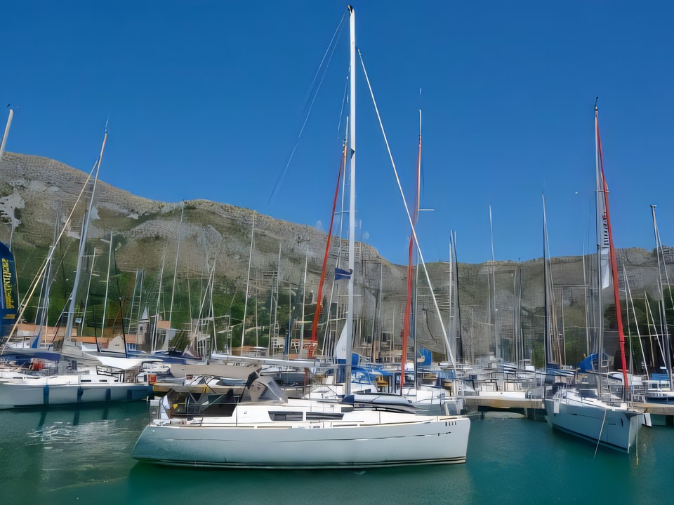 Exterior overview of Sun Odyssey 33i sail boat for charter from Dubrovnik ACI Marina in the Dubrovnik sailing area Croatia