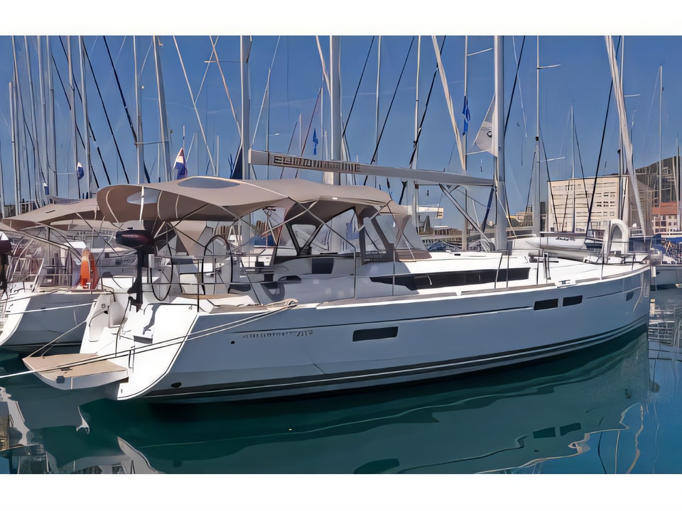 Exterior overview of Sun Odyssey 469 sail boat for charter from Split ACI Marina in the Split sailing area Croatia