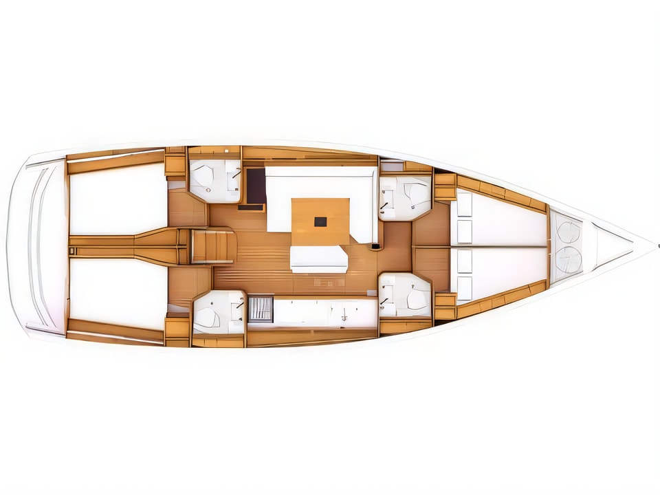 Layout of Sun Odyssey 469 sail boat with 4 cabins Croatia yacht charter