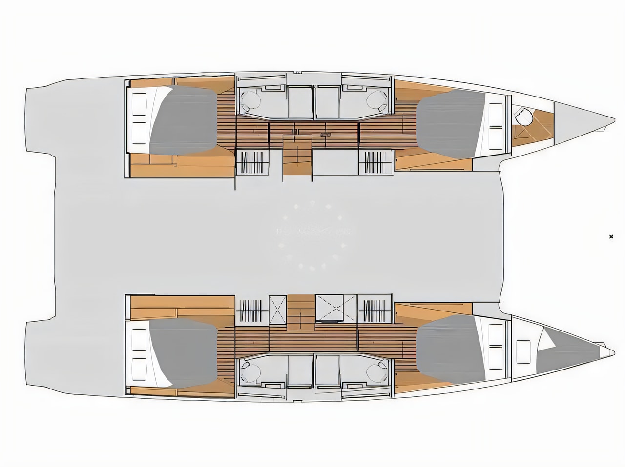 Interior of Elba 45 catamaran with 4 cabins Croatia yacht charter