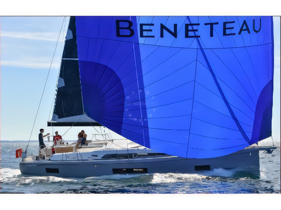 Exterior overview of Oceanis 46.1 sail boat for charter from Biograd Kornati in the Zadar sailing area Croatia