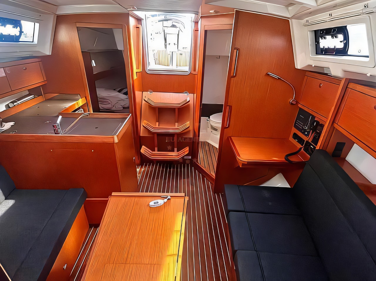 Layout of Bavaria Cruiser 34 sail boat with 2 cabins Croatia yacht charter