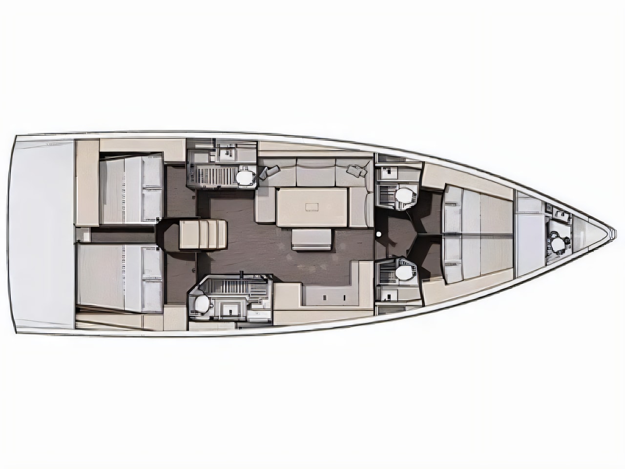 Interior of Dufour 470 sail boat with 5 cabins Croatia yacht charter