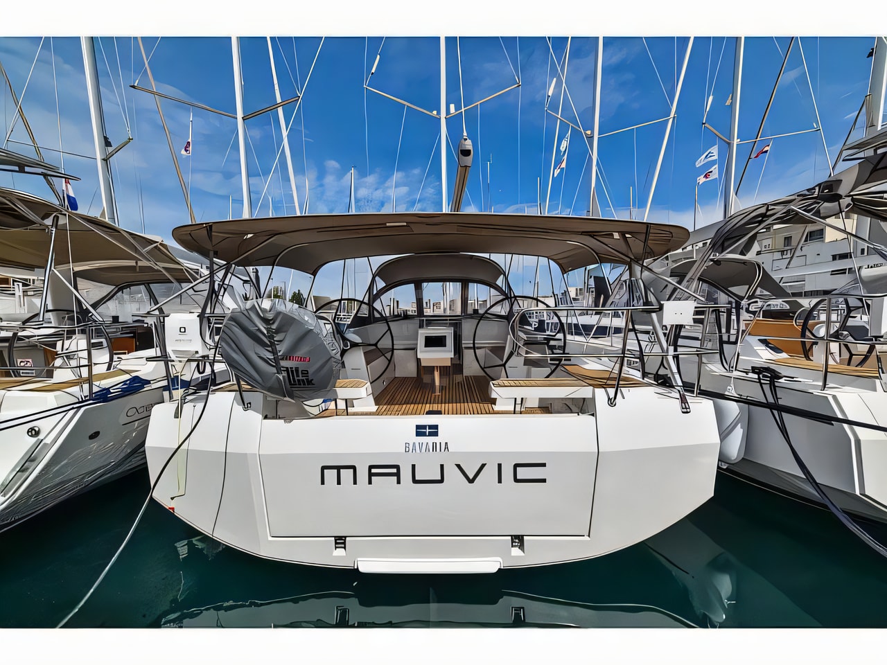 Exterior overview of Bavaria C42 sail boat for charter from Zadar Marina Zadar in the Zadar sailing area Croatia