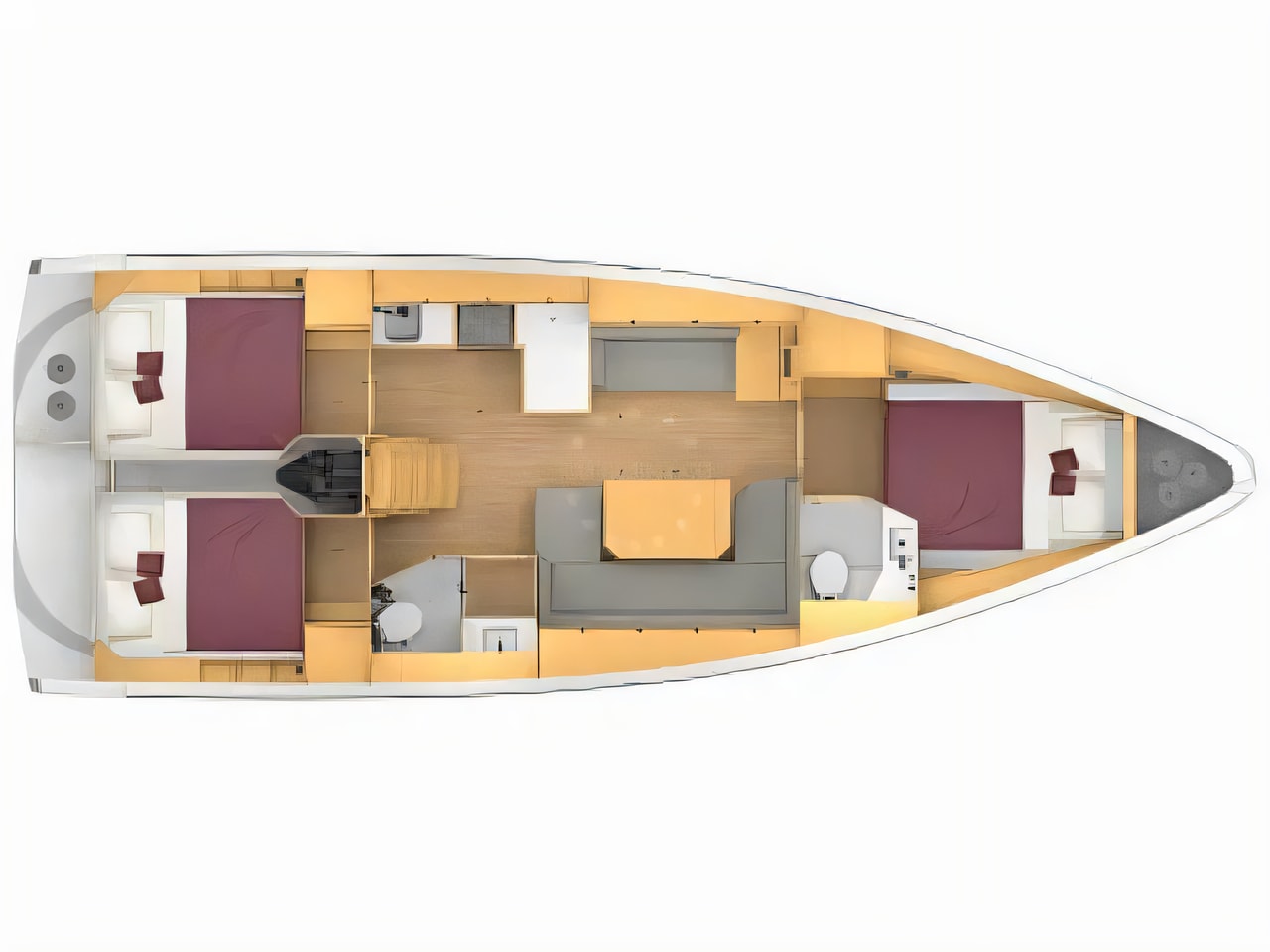 Interior of Bavaria C42 sail boat with 3 cabins Croatia yacht charter