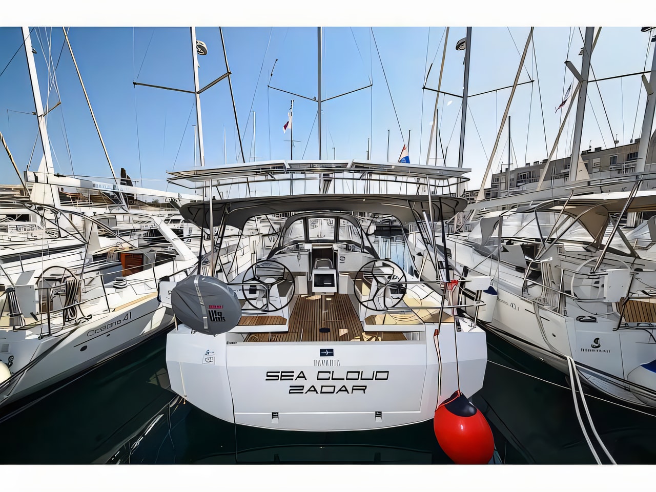 Exterior overview of Bavaria C38 sail boat for charter from Zadar Marina Zadar in the Zadar sailing area Croatia