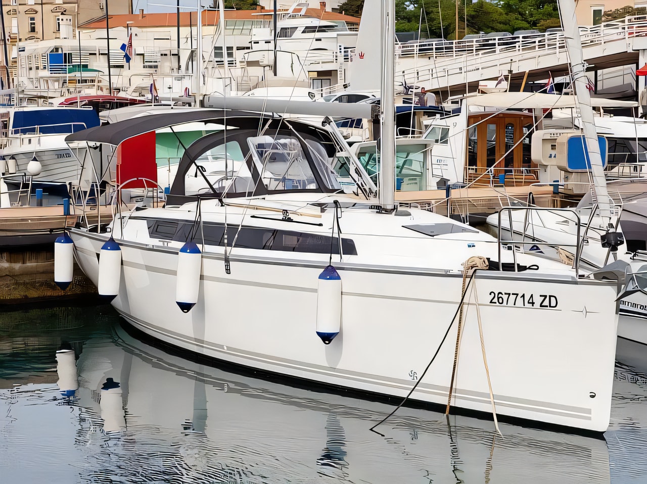Exterior overview of Bavaria Cruiser 34 Style sail boat for charter from Zadar Marina Zadar in the Zadar sailing area Croatia