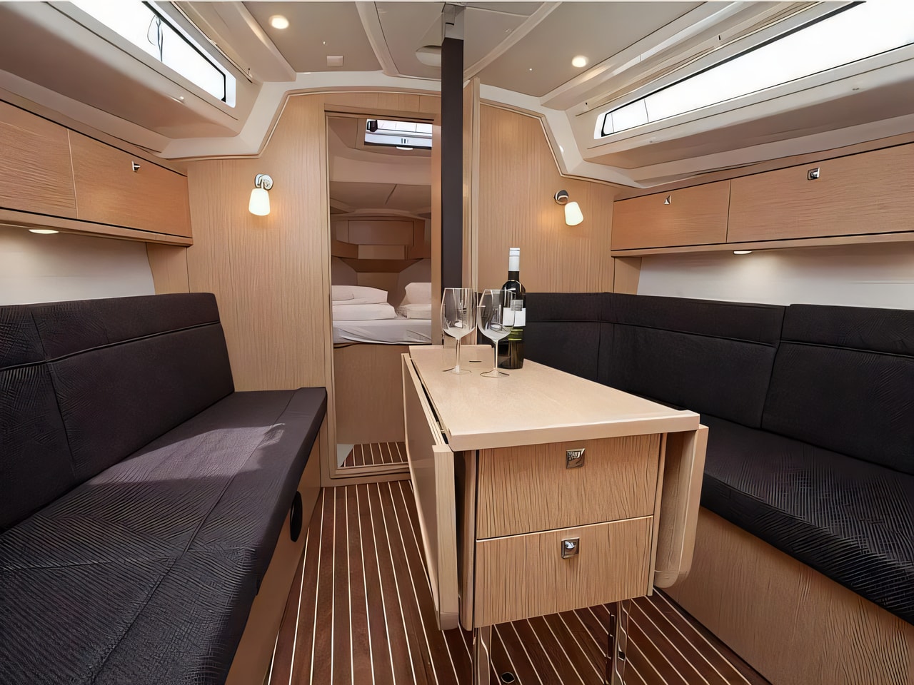 Layout of Bavaria Cruiser 34 Style sail boat with 3 cabins Croatia yacht charter