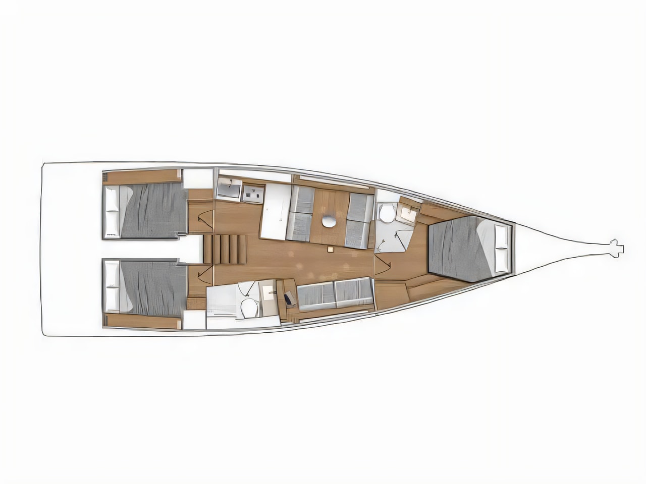 Interior of First 44 sail boat with 3 cabins Croatia yacht charter