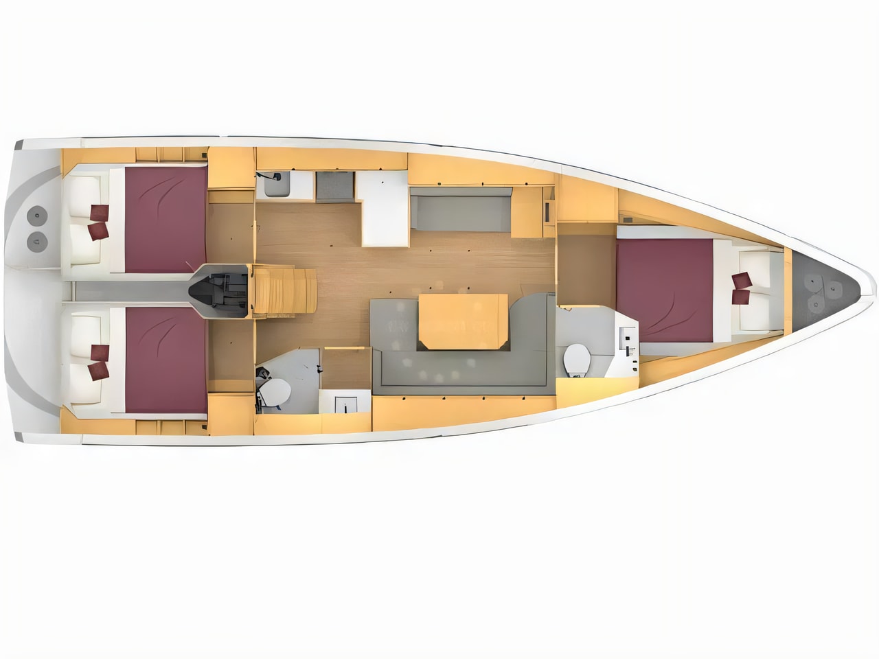 Interior of Bavaria C42 sail boat with 3 cabins Croatia yacht charter