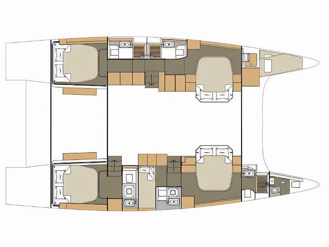 Interior of Dufour 48 Catamaran catamaran with 6 cabins Croatia yacht charter