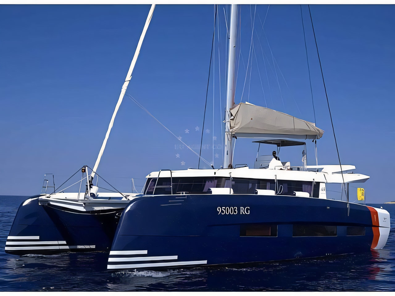 Exterior overview of Dufour 48 Catamaran catamaran for charter from Primosten Marina Kremik in the Split sailing area Croatia