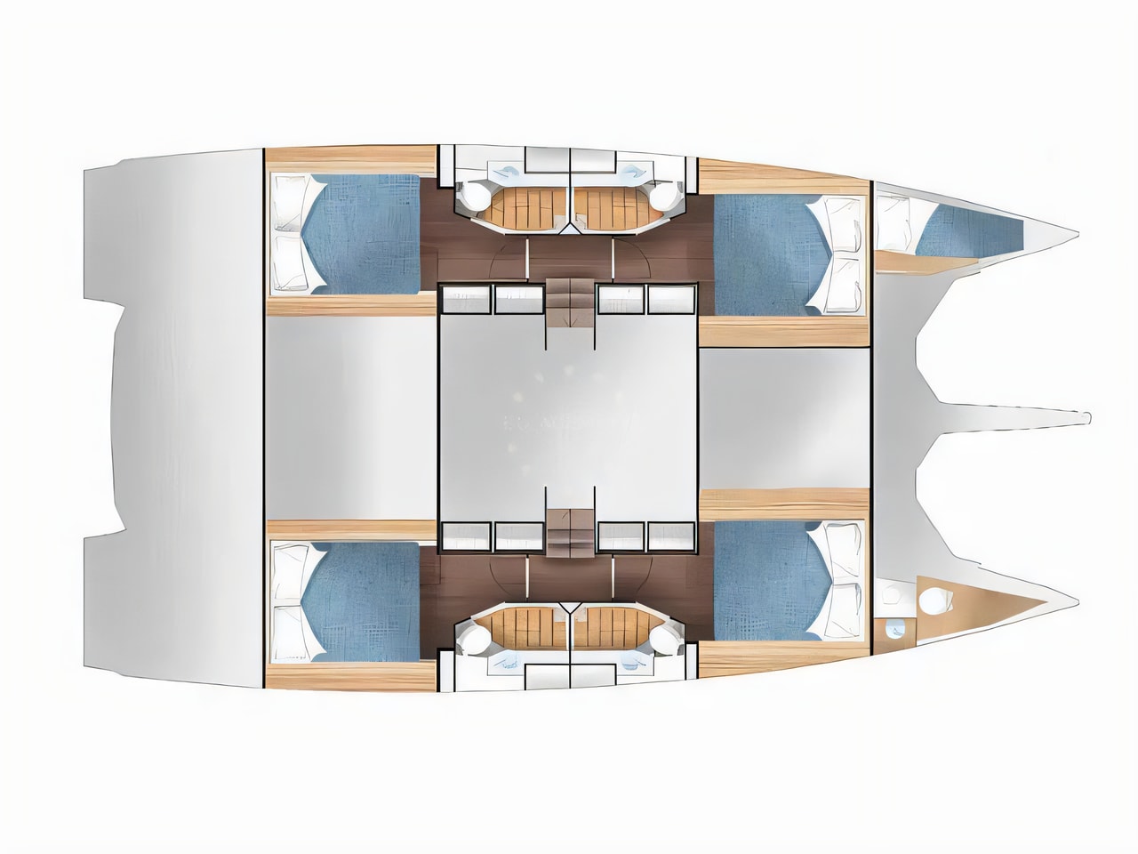 Interior of Cervetti 44 catamaran with 5 cabins Croatia yacht charter