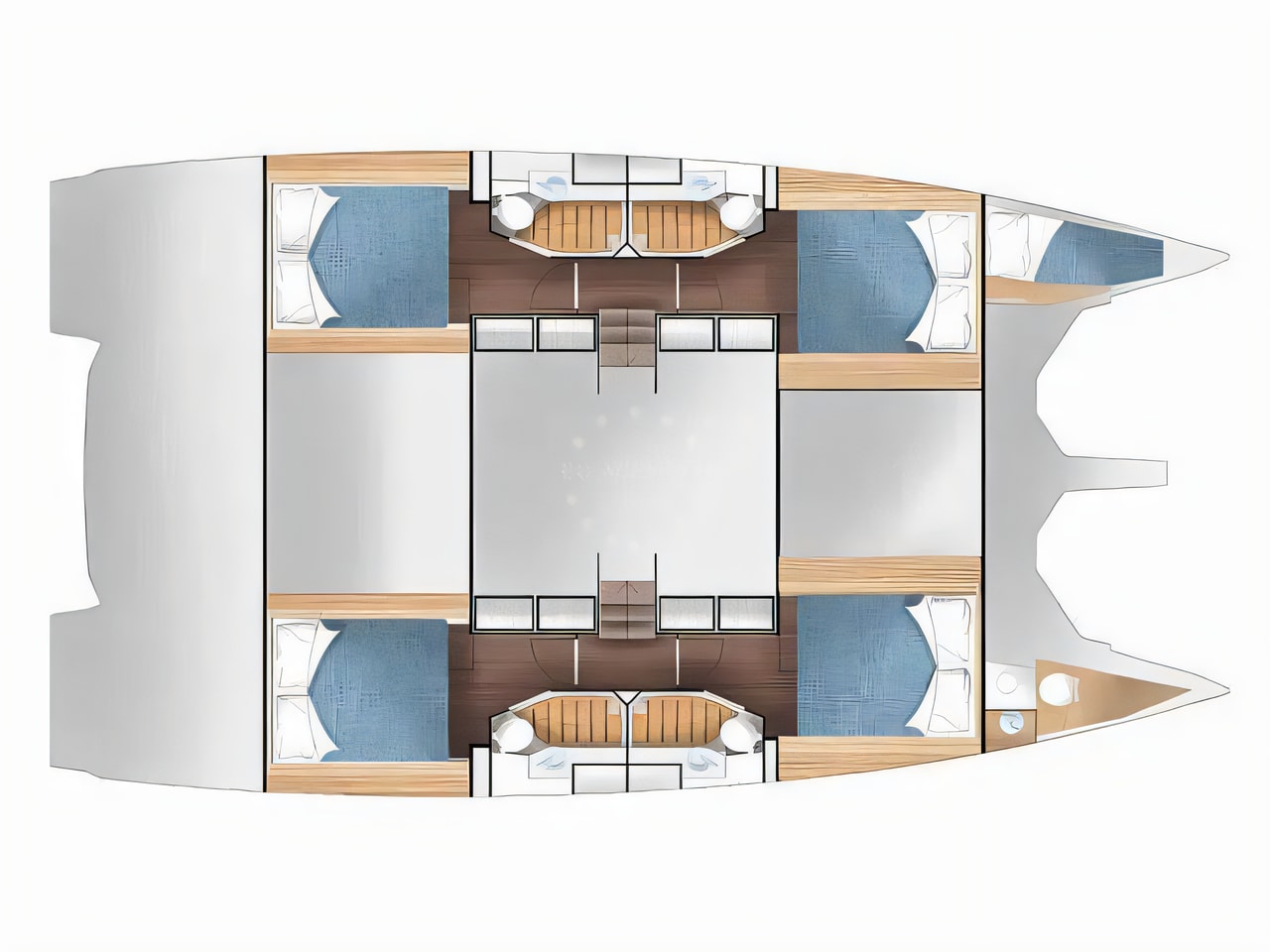 Interior of Cervetti 44 Power- power catamaran with 5 cabins Croatia yacht charter