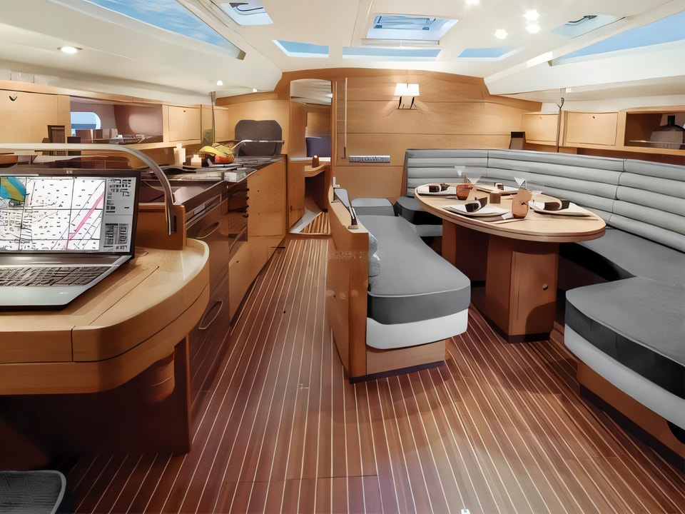 Interior of Delphia 47 sail boat with 5 cabins Croatia yacht charter