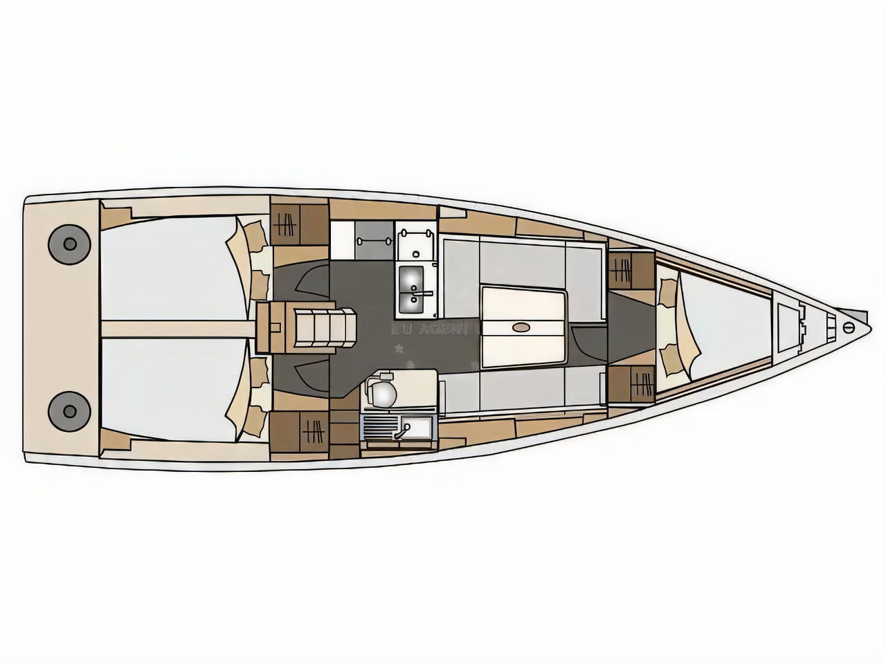 Interior of Elan E4 sail boat with 3 cabins Croatia yacht charter