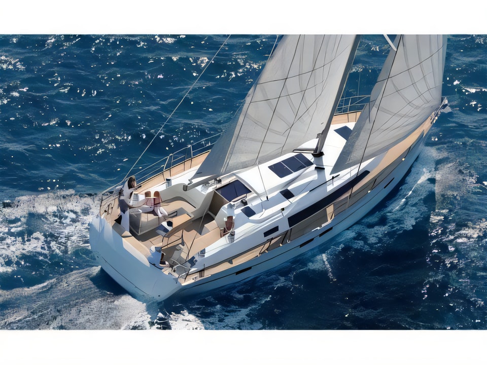 Exterior overview of Bavaria Cruiser 46 sail boat for charter from Biograd Sangulin in the Zadar sailing area Croatia