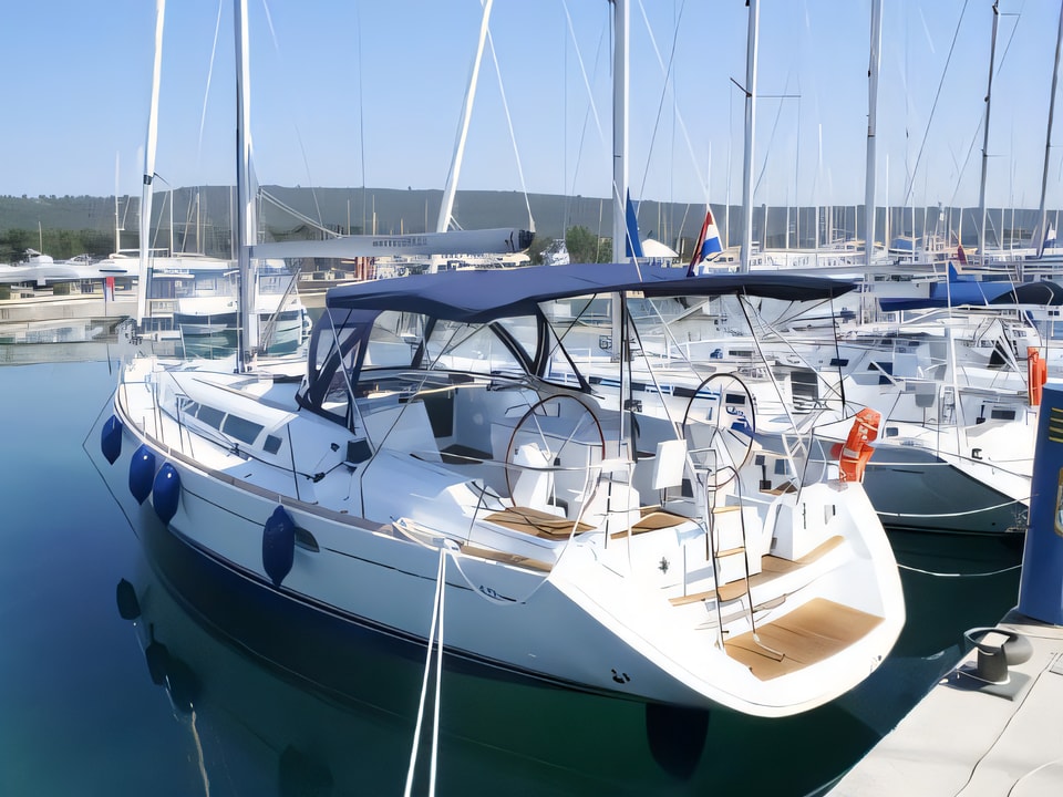 Exterior overview of Sun Odyssey 45 sail boat for charter from Sukosan Marina Dalmacija in the Zadar sailing area Croatia