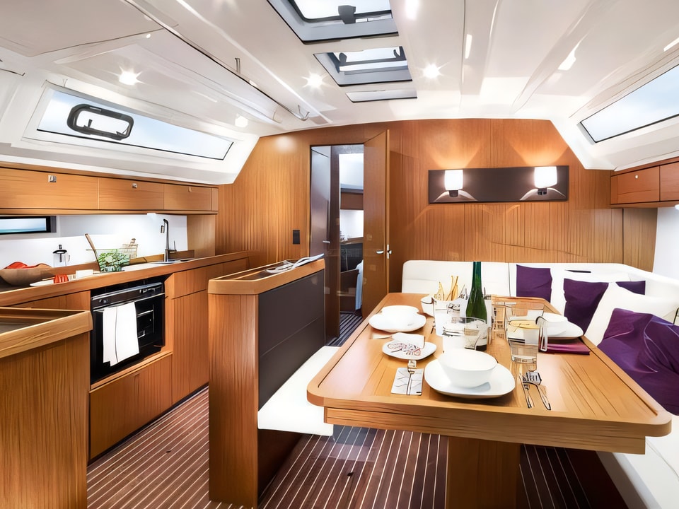 Interior of Bavaria Cruiser 46 sail boat with 4 cabins Croatia yacht charter