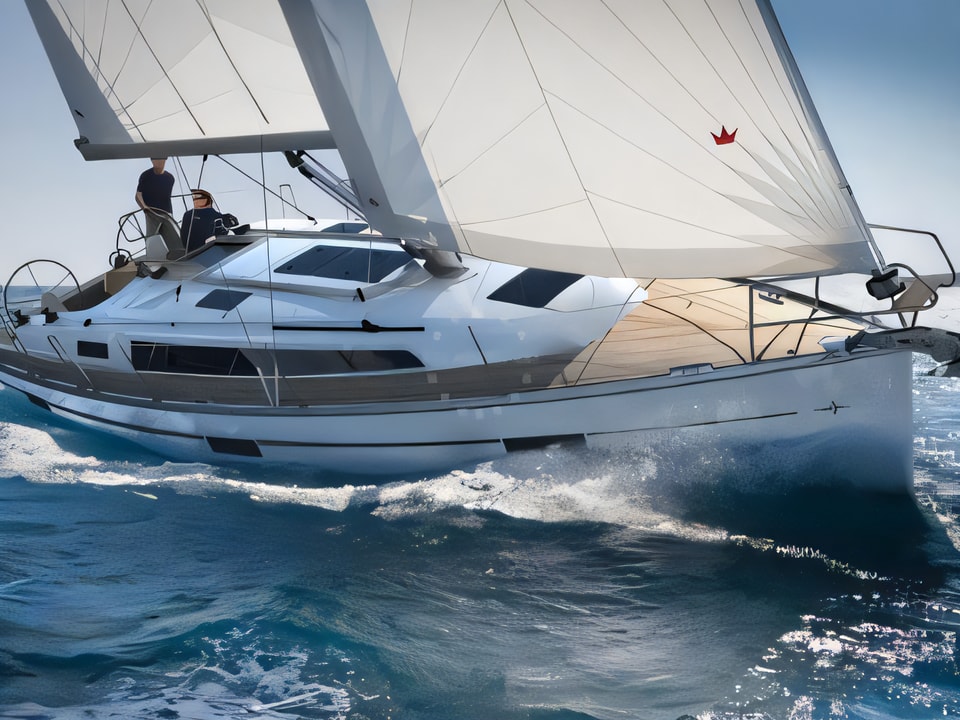 Exterior overview of Bavaria Cruiser 37 sail boat for charter from Biograd Marina Sangulin in the Kornati sailing area Croatia