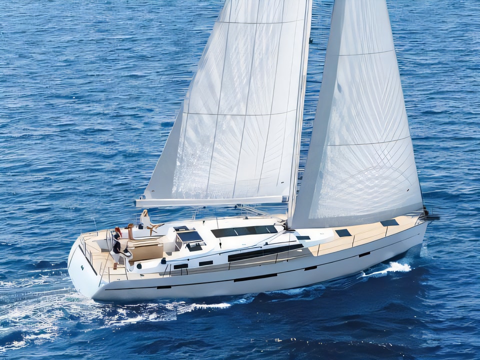 Exterior overview of Bavaria Cruiser 56 sail boat for charter from Biograd Sangulin in the Zadar sailing area Croatia